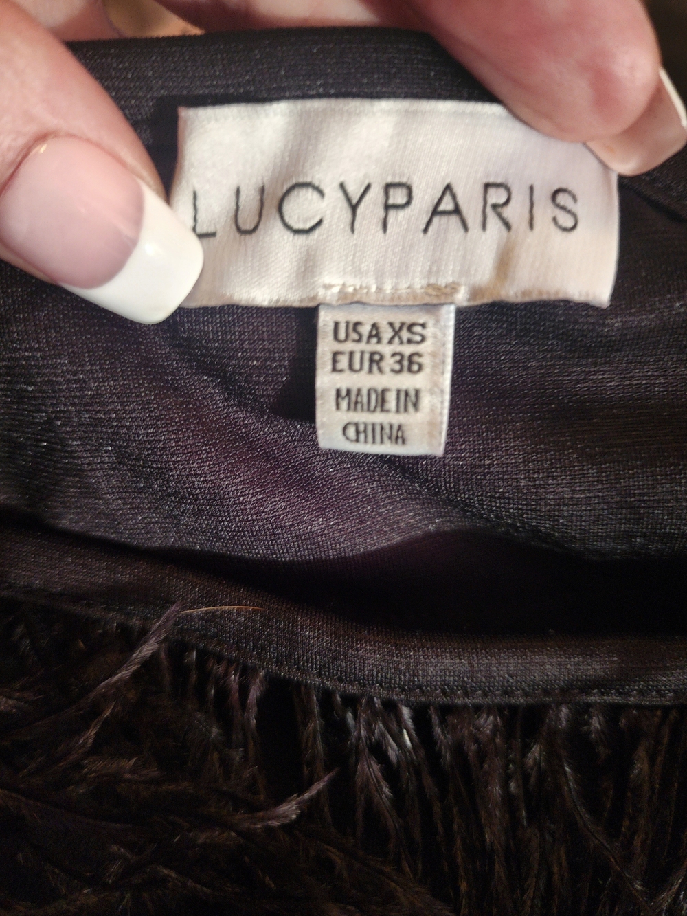 LUCY PARIS Black Feather Fringe Mini Skirt, X-Small - Picture 3 of 4